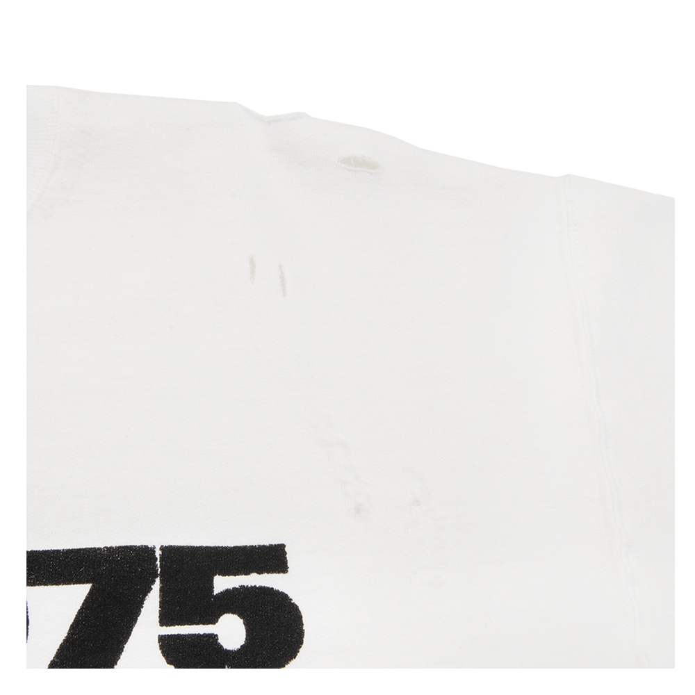 Logo Distressed White Crew Detail