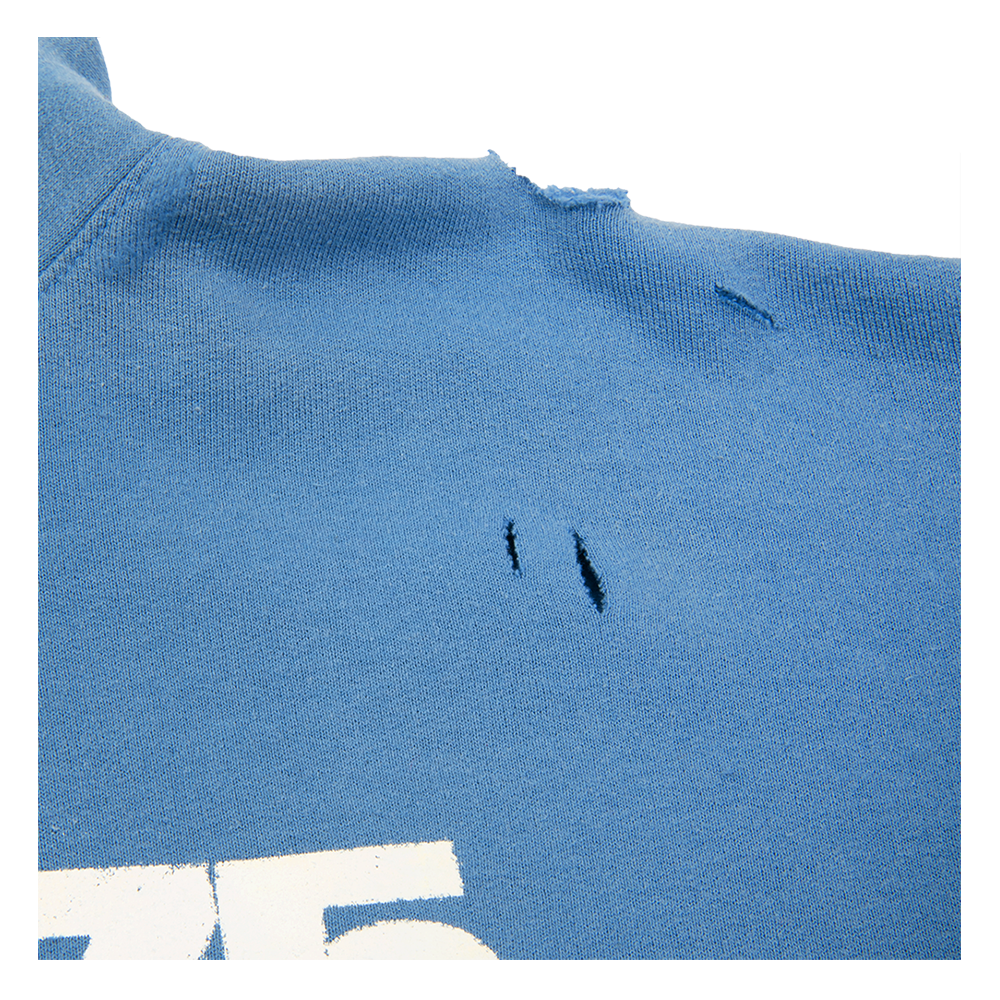Logo Distressed Blue Hoodie Detail