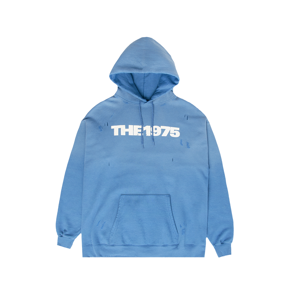 Logo Distressed Blue Hoodie – The 1975 Official Store