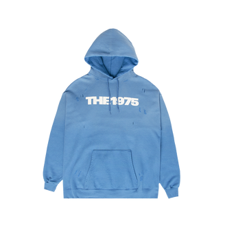 Logo Distressed Blue Hoodie Front